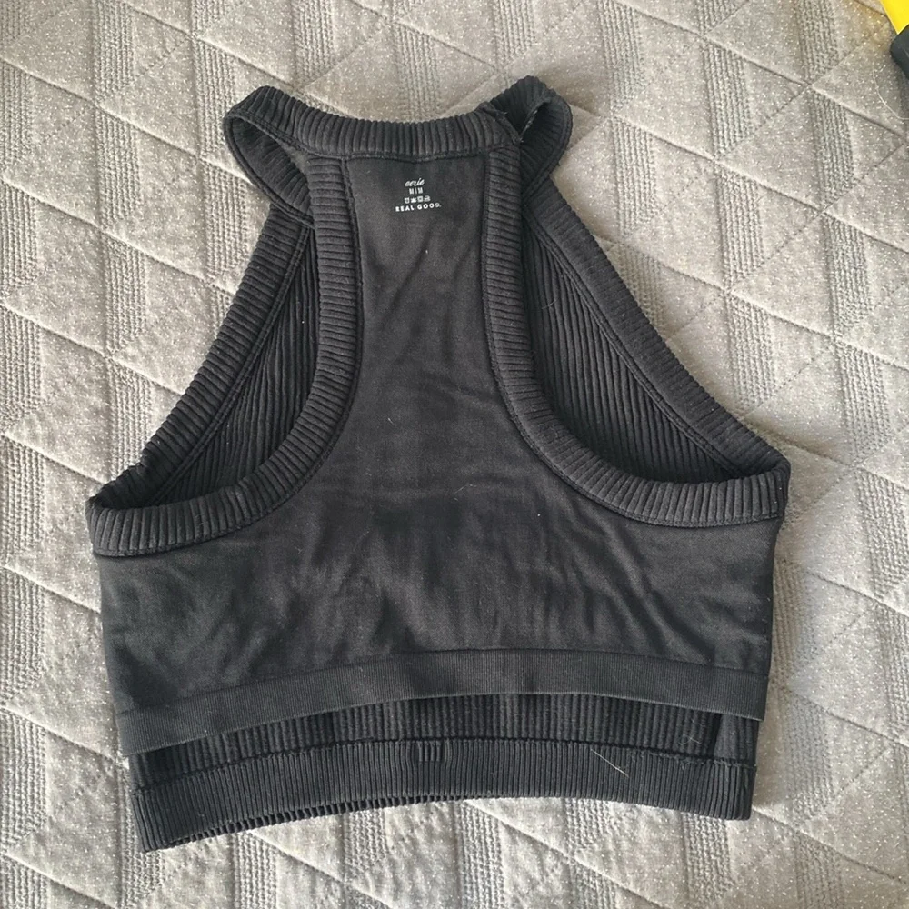 Aerie Black Ribbed Tank Top - Picture 3 of 5